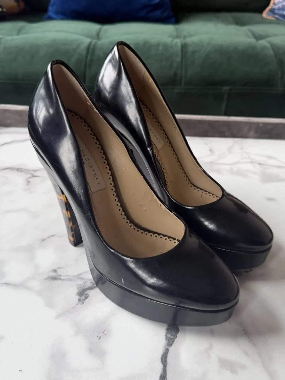 Stella McCartney Black Tortoise Shell Platforms Size 37.5